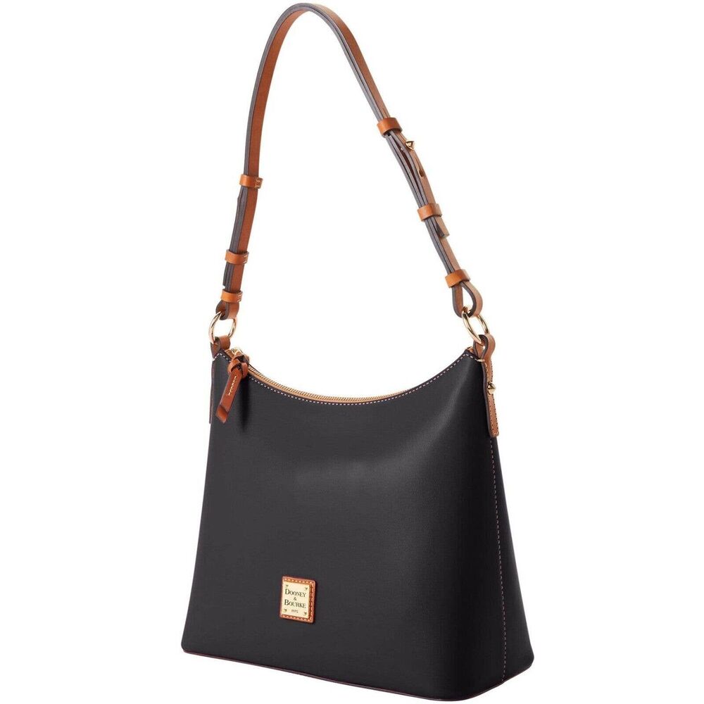 NWT Dooney and Bourke Wexford Hobo Leather Black Brown Genuine 2023 Purse
